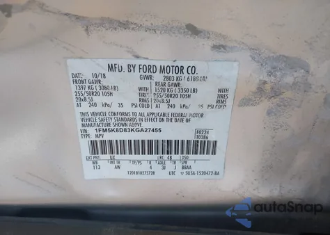2019 Ford Explorer Xlt from USA, damaged, VIN 1FM5K8D83KGA27455